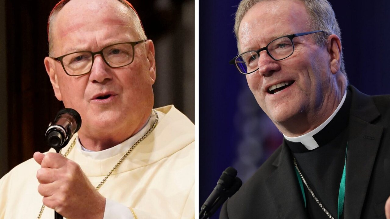 Cardenal Timothy M. Dolan y el obispo Robert E. Barron.
