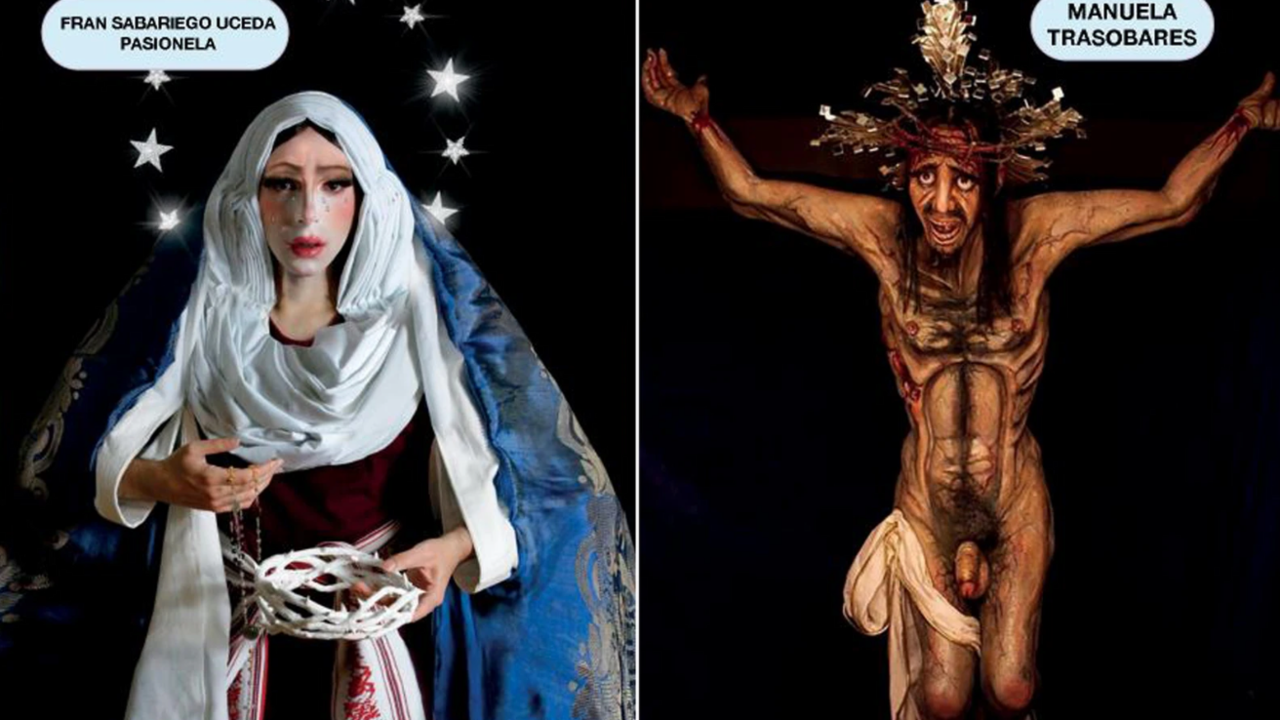 La revista muestra presenta en sus p&aacute;ginas "una imagen de Jesucristo que muestra su pene y vello p&uacute;bico y otra de Virgen representada por un travestido"@XES