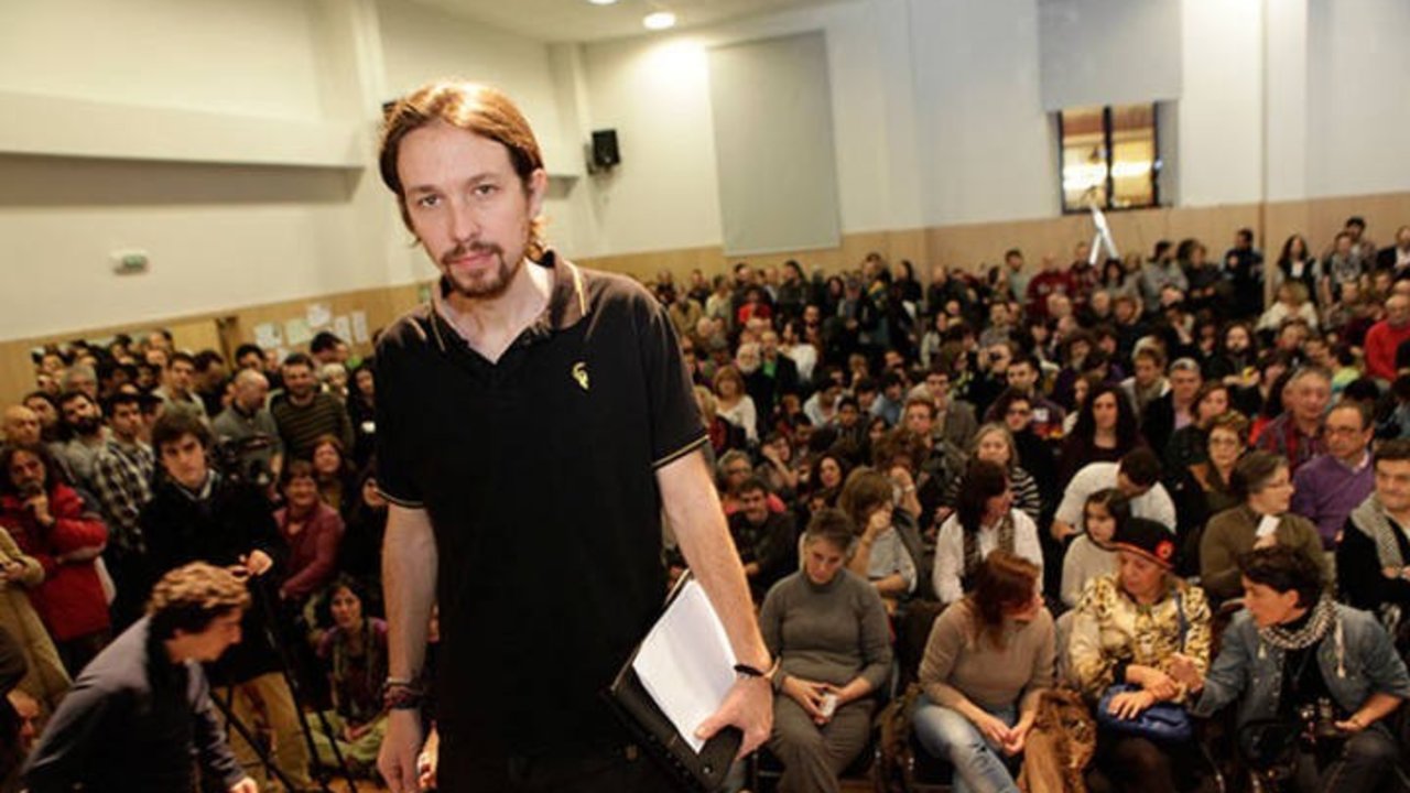 Pablo Iglesias en una asamblea de Podemos.