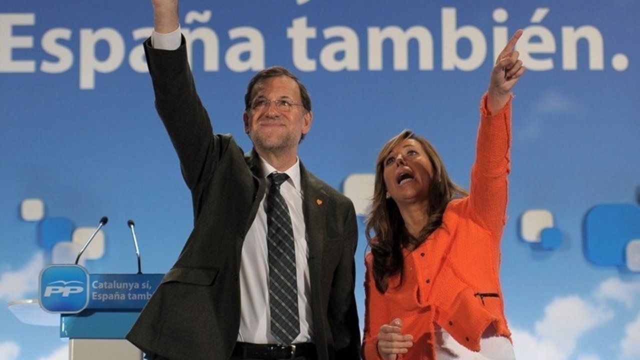 Rajoy y Sánchez-Camacho en un acto de campaña en Cataluña.