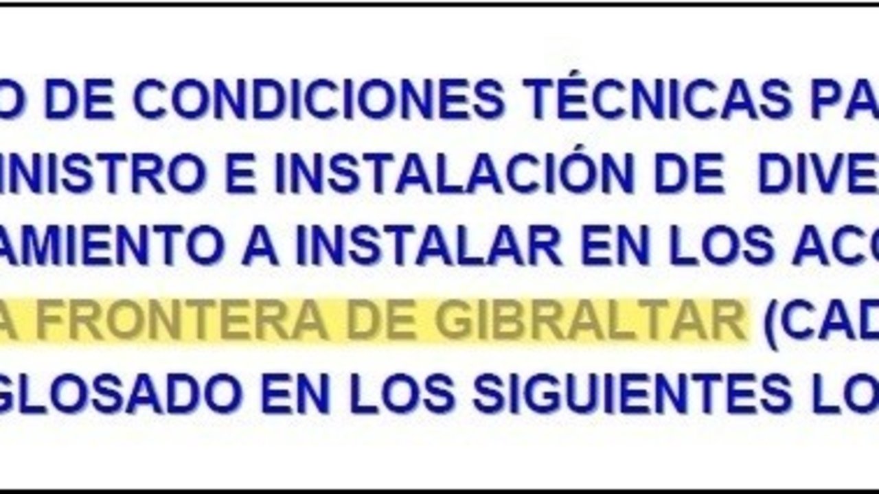 Pliego de la DGT donde aparece "la frontera de Gibraltar".