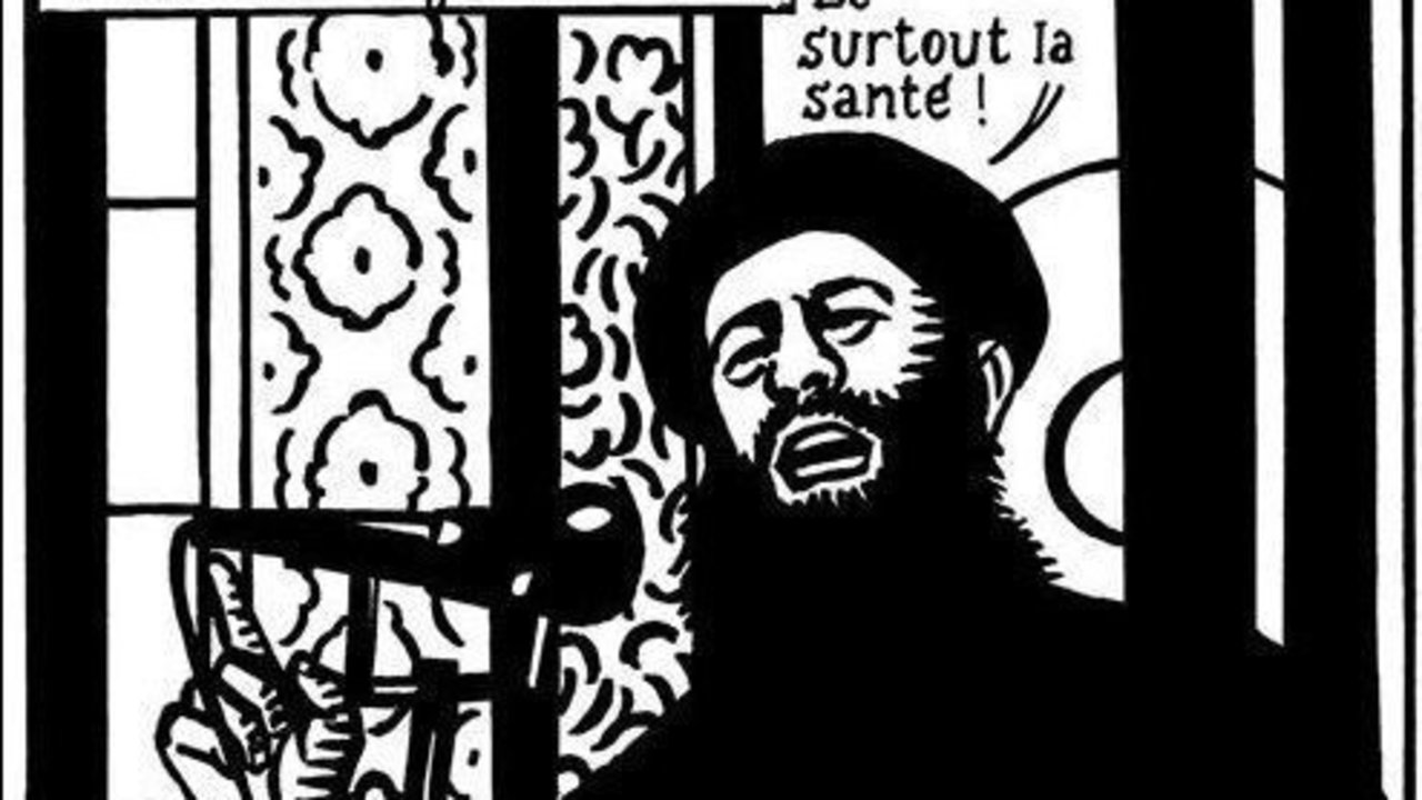 Caricatura de Abu Bakr al-Baghdadi, lider del ISIS, publicada por 'Charlie Hebdo' tras el ataque.