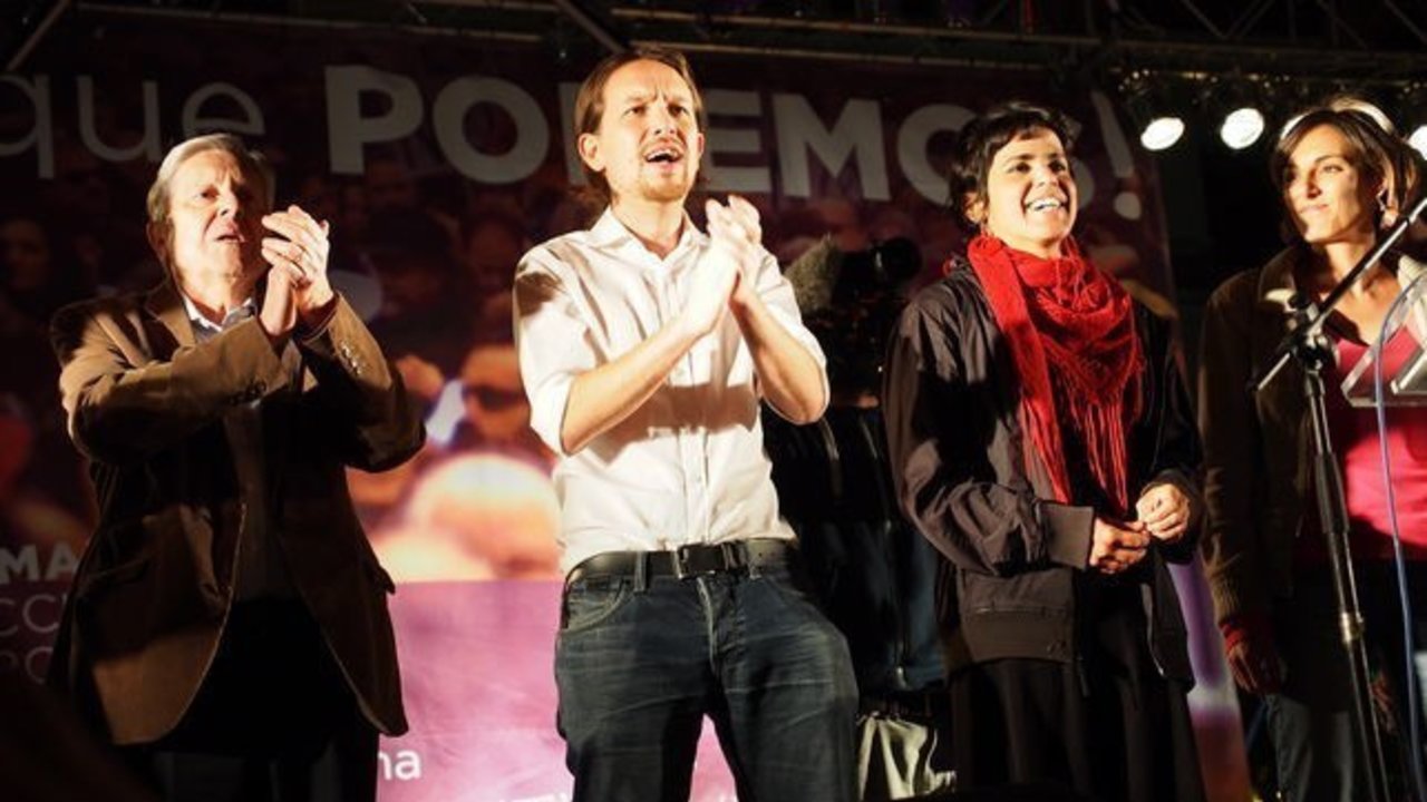 Pablo Iglesias y Teresa Rodríguez en un acto previo a las europeas.