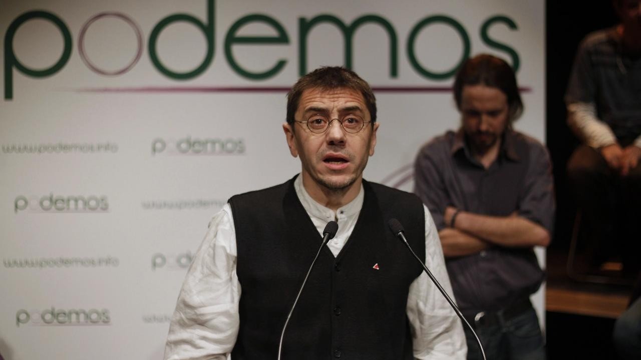 Juan Carlos Monedero y Pablo Iglesias, en un mitin de Podemos.