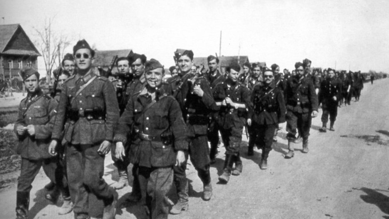 Voluntarios de la División Azul en el frente ruso.