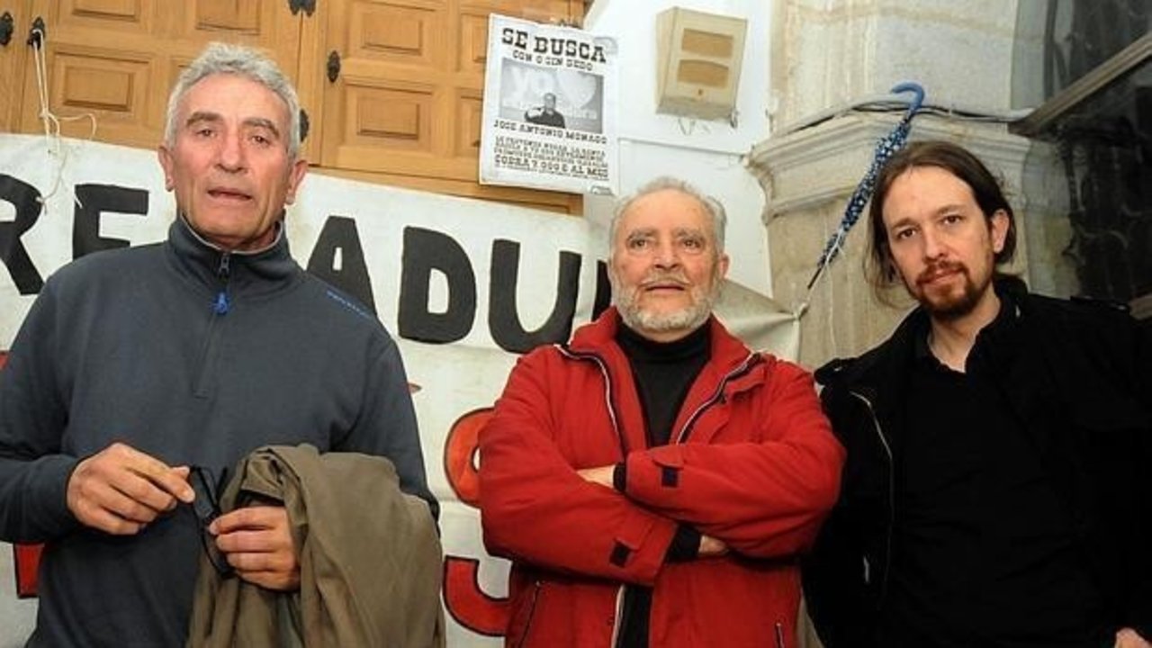Diego Cañamero, Julio Anguita y Pablo Iglesias.