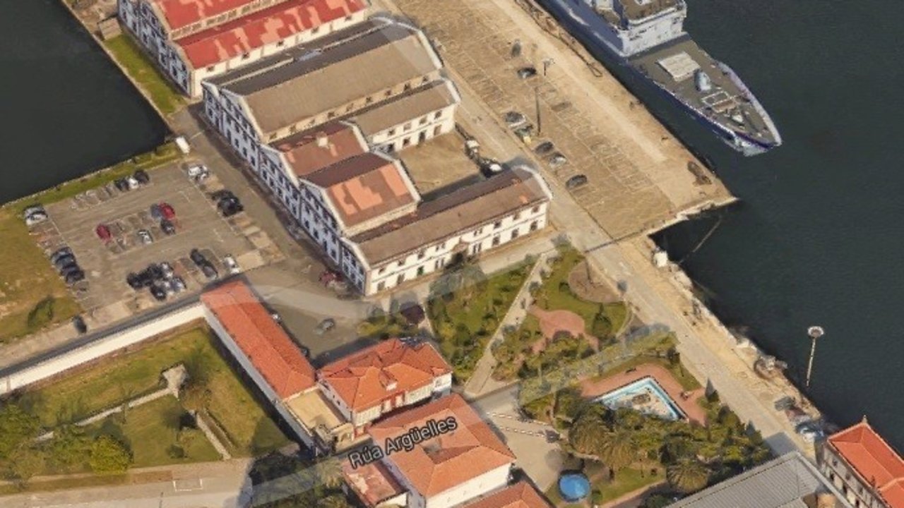 Vista aérea de la zona del Arsenal de Ferrol.
