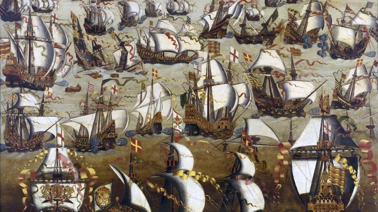 Cuadro de la Armada Invencible enviada por España contra Inglaterra.