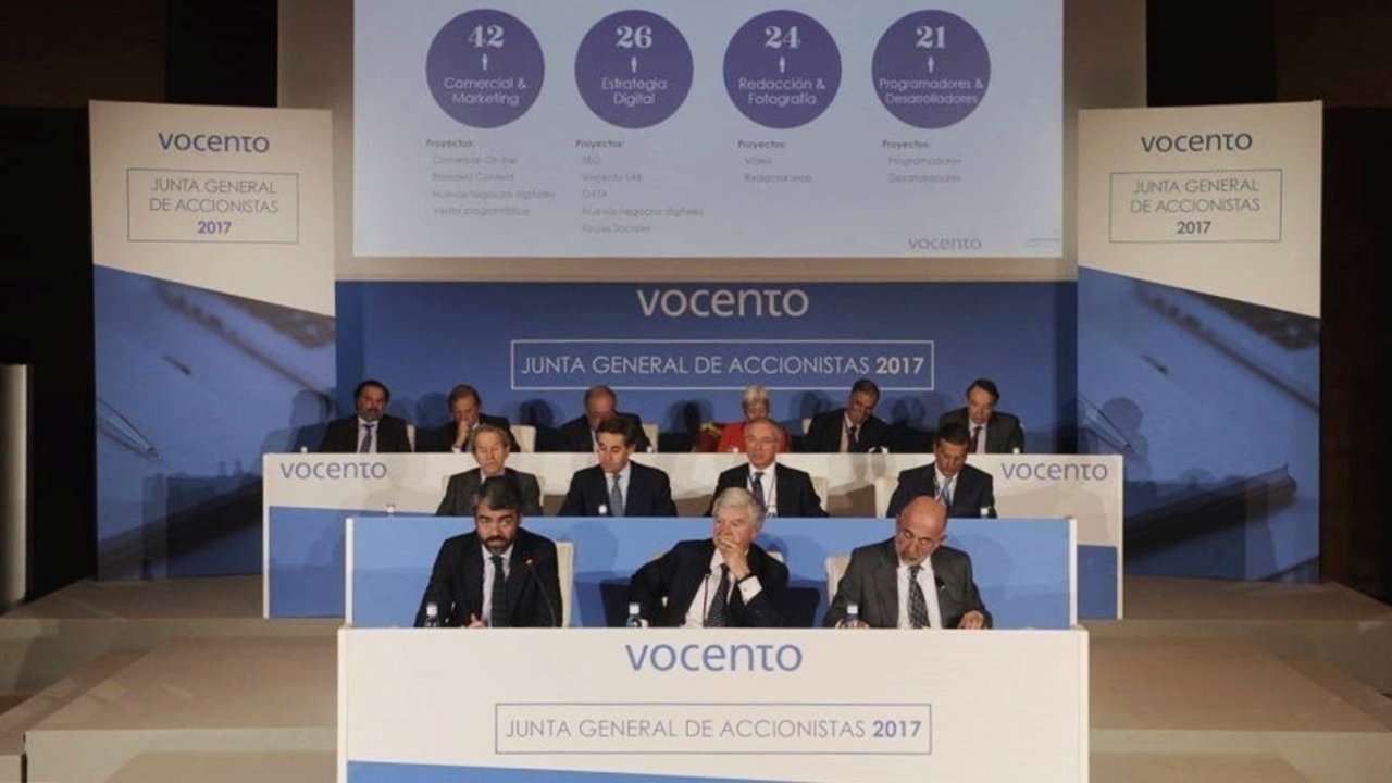 Consejo de administración de Vocento, en una junta de accionistas.