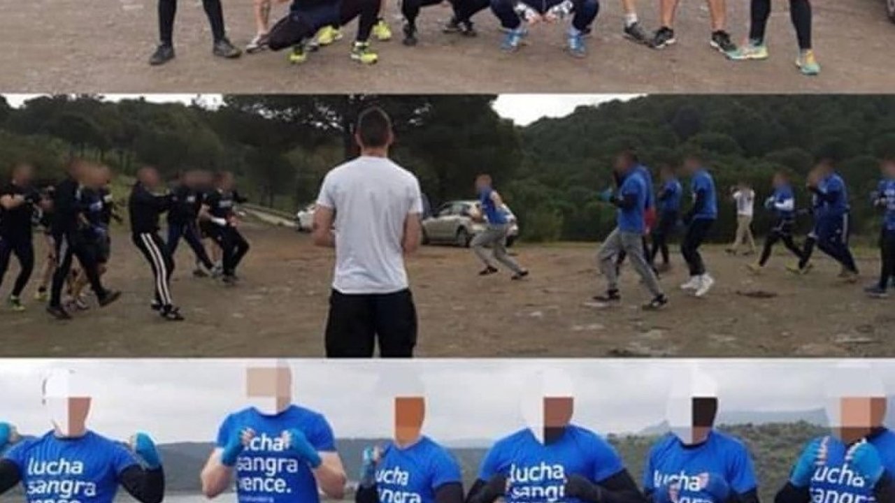 Imágenes de la pelea pactada entre Ultras Sur y Cosa Nostra.