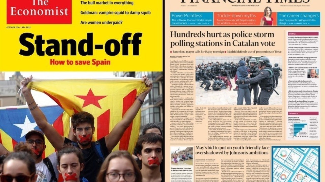 Portadas de prensa internacionales sobre el conflicto independentista en Cataluña.