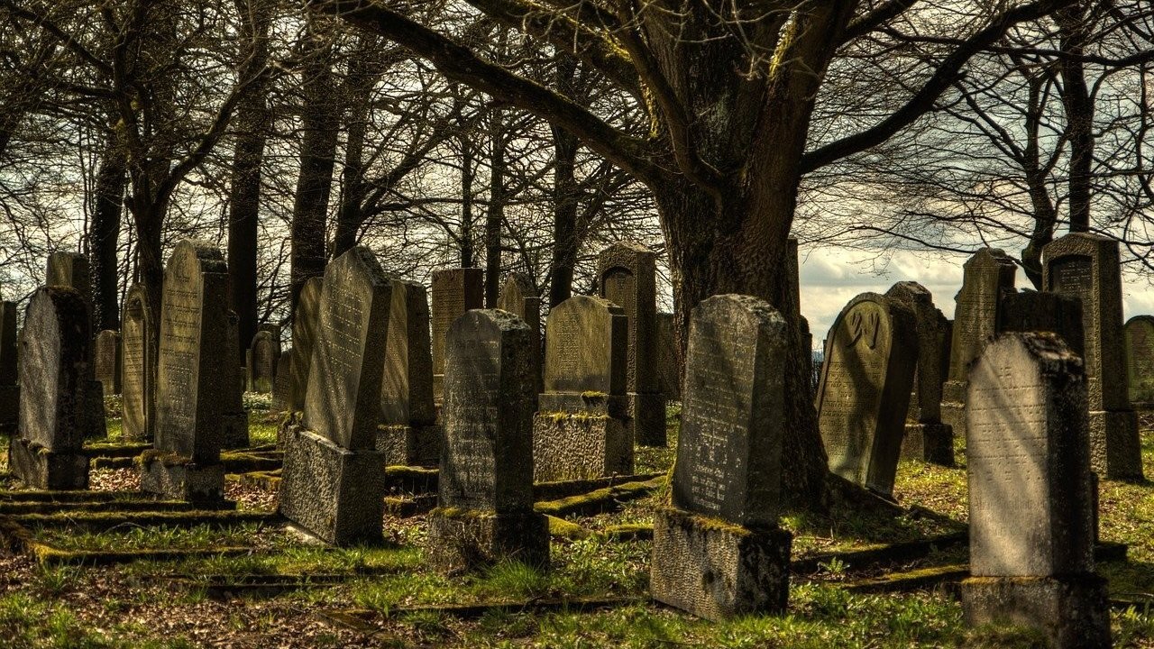 Tumbas en un cementerio.