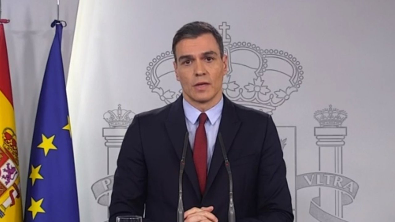 Pedro Sánchez anuncia las medidas del estado de alarma el 14 de marzo de 2020.