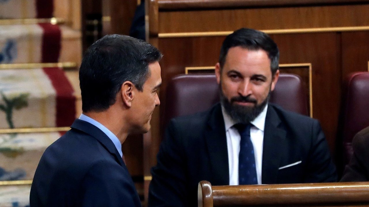 Pedro Sánchez y Santiago Abascal, en el Congreso de los Diputados.
