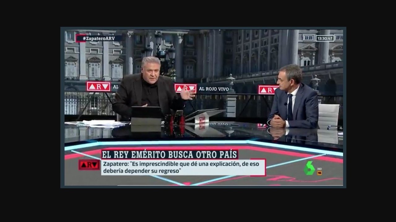 Antonio García Ferreras y José Luis Rodríguez Zapatero, en 'Al rojo vivo'.