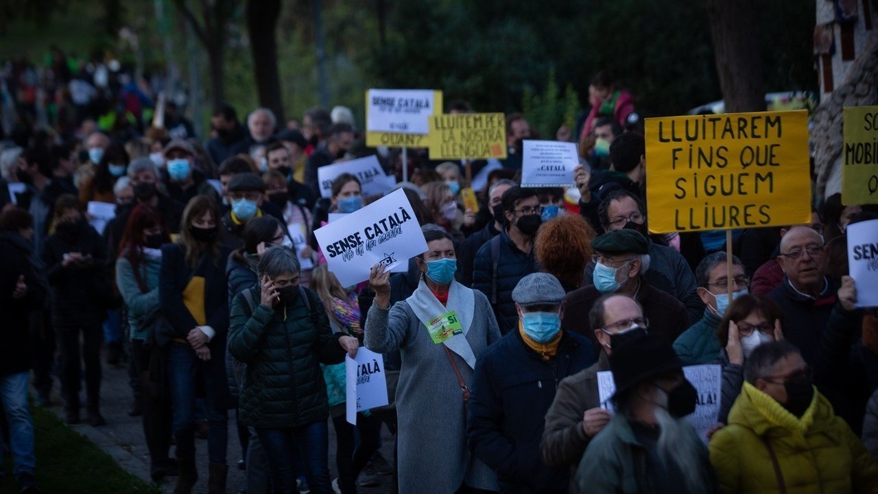 Manifestación contra el 25 de castellano en las escuelas catalanas. Firma: David Zorrakino / Europa Press.