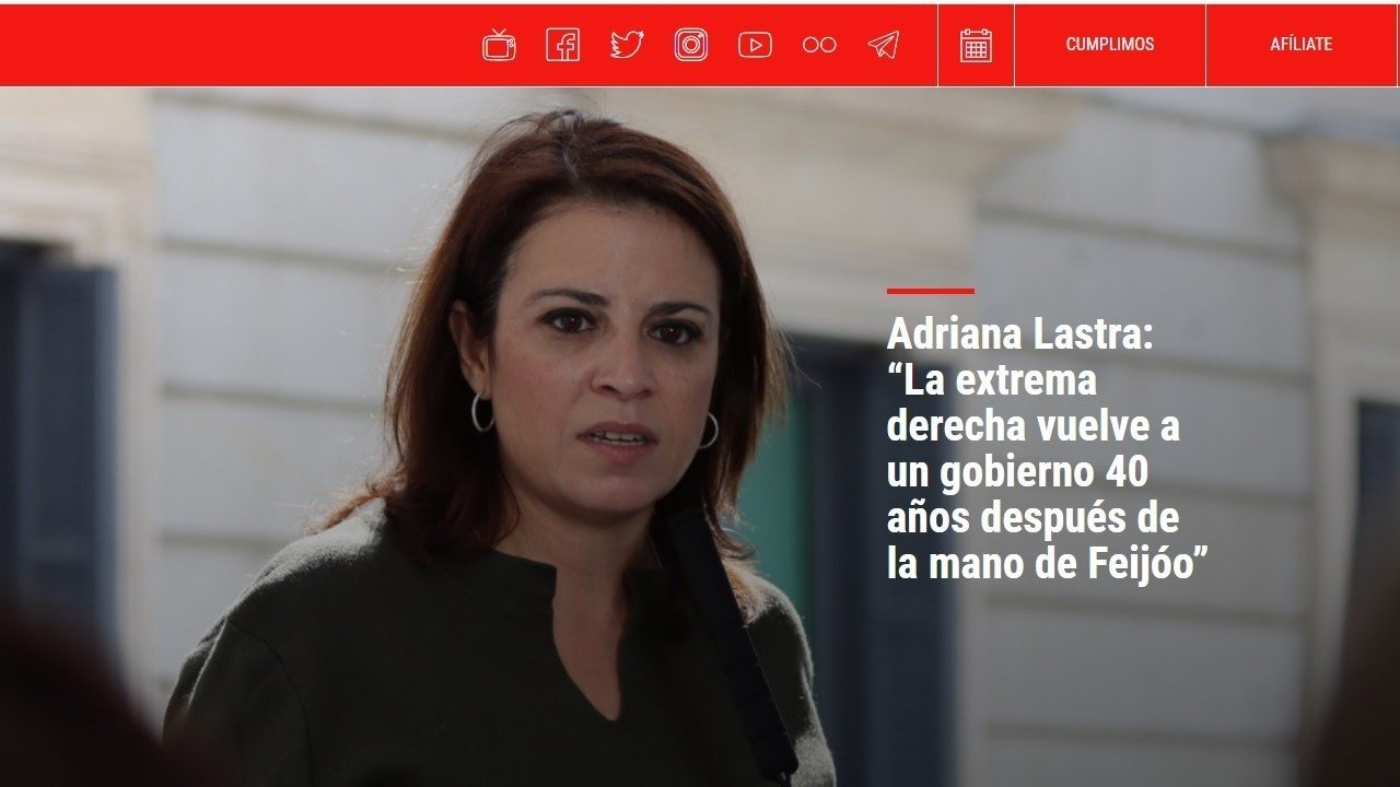 Adriana Lastra, en la web del PSOE.