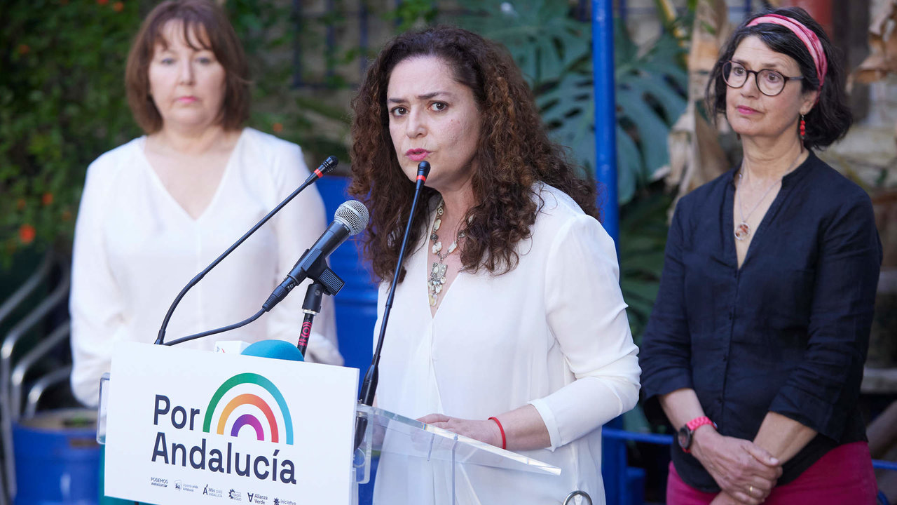 La candidata del grupo, Inmaculada Nieto, durante la presentación de la coalición Por Andalucía, con la candidata a la presidencia de la Junta de Andalucía en la Carbonería, a 11 de mayo de 2022 en Sevilla (Andalucía, España)

