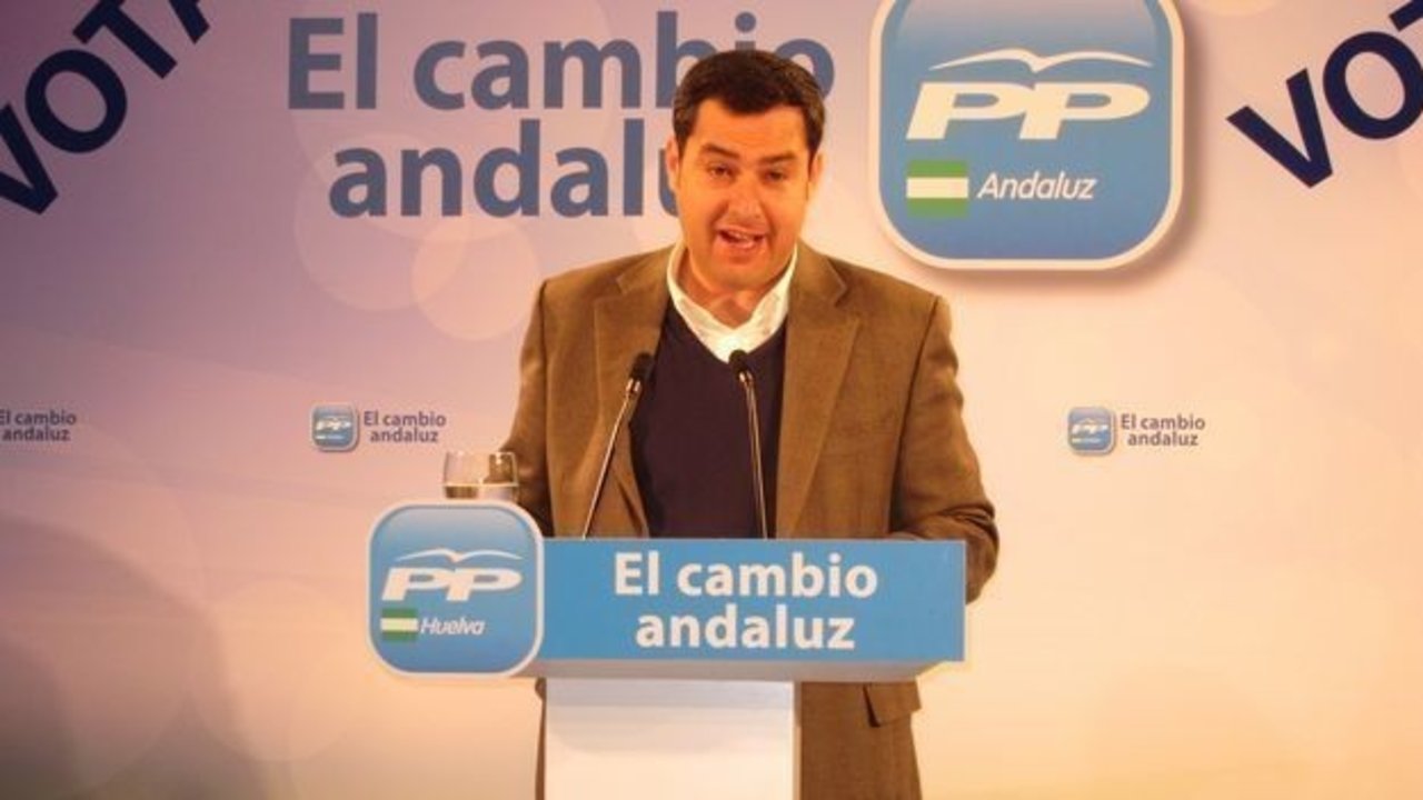 Juan Manuel Moreno en una conferencia del PP andaluz.