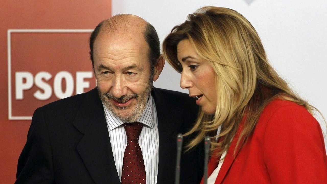 Alfredo Pérez Rubalcaba y Susana Díaz en Ferraz.