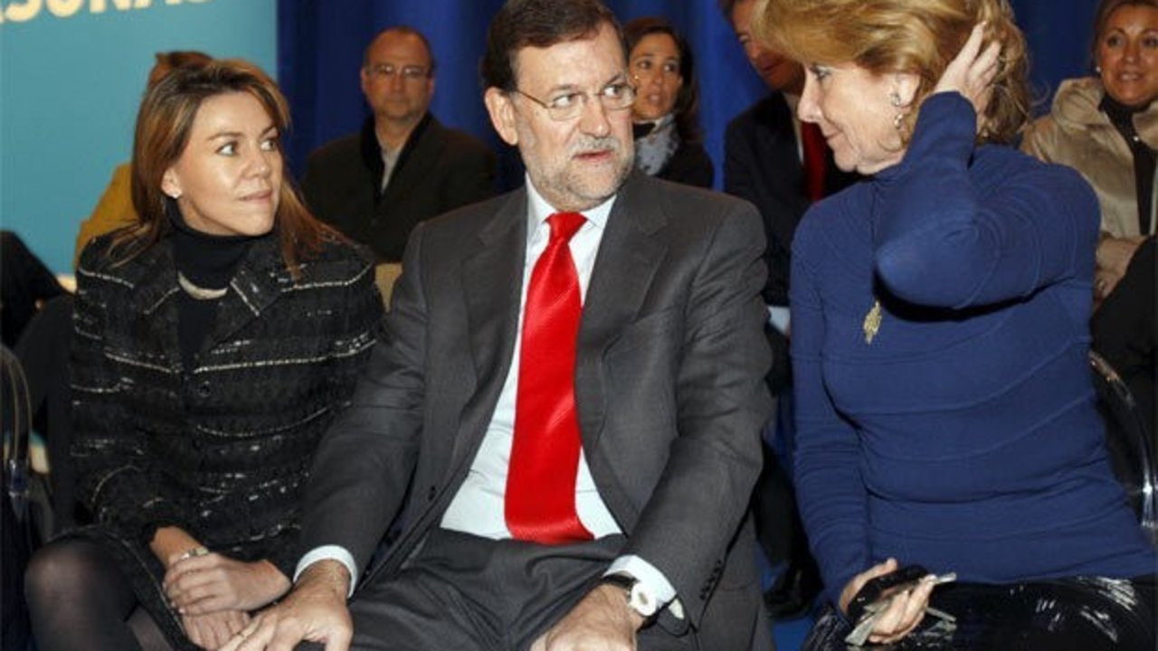 María Dolores de Cospedal, Mariano Rajoy, y Esperanza Aguirre.