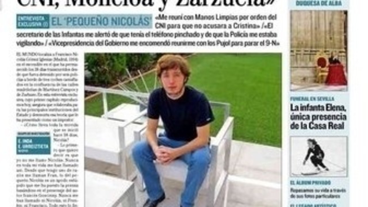 La entrevista a Fran Nicolás en la portada de El Mundo.