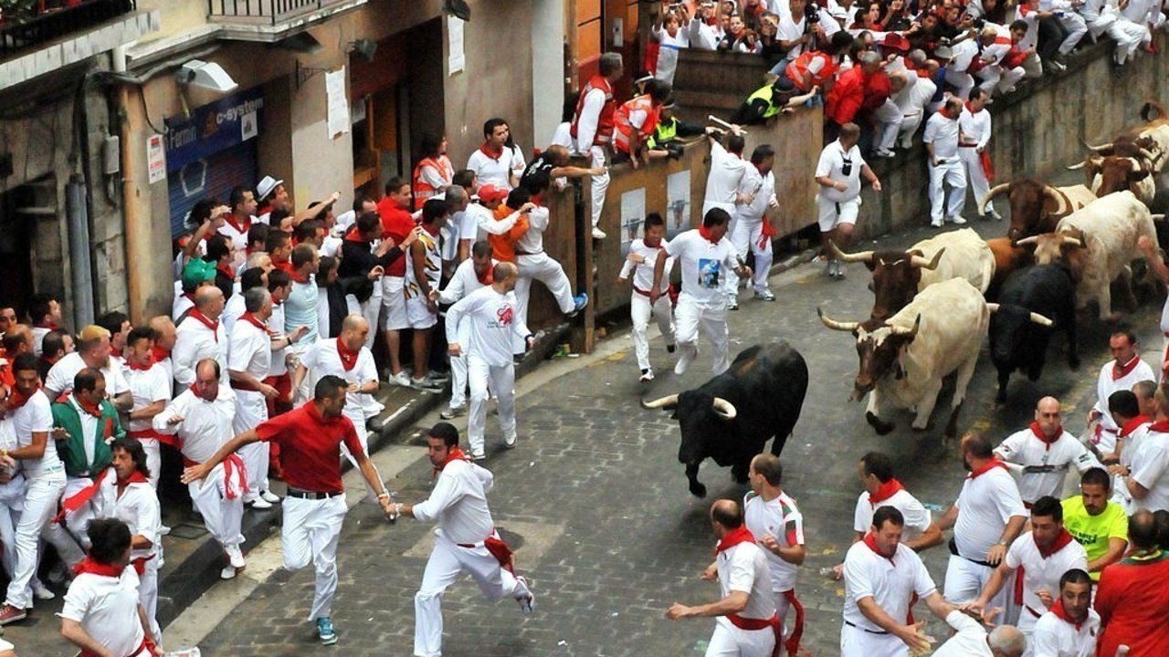 Encierro de San Fermín en Pamplona.