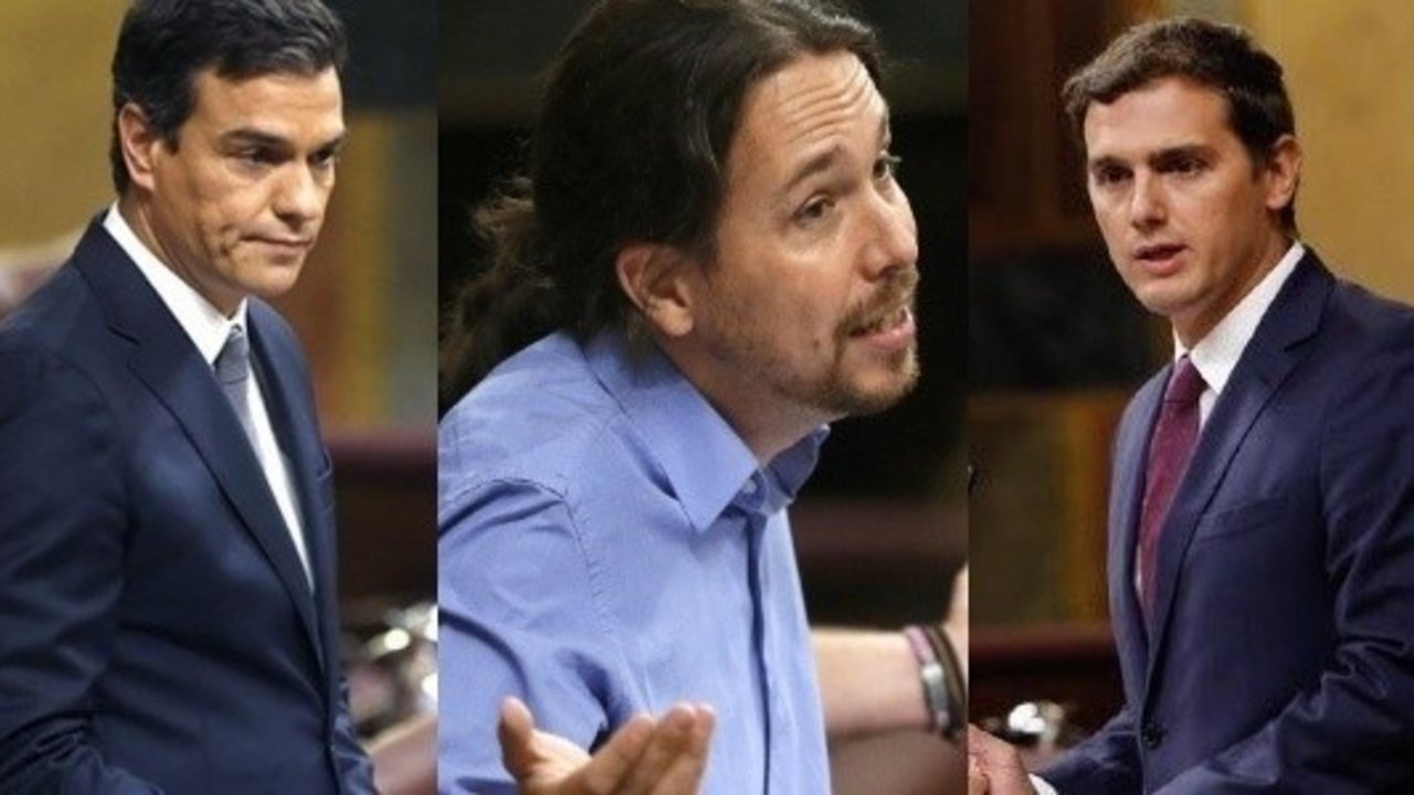 Sánchez, Iglesias y Rivera en el debate de investidura.