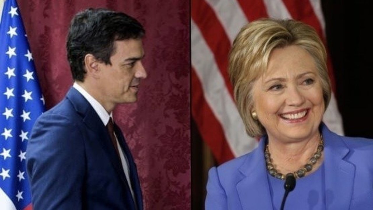 Pedro Sánchez y Hillary Clinton.