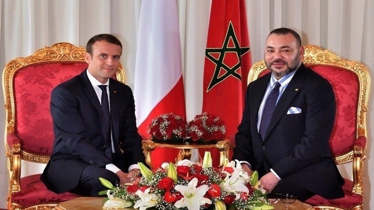 Emmanuele Macron y el rey Mohamed VI de Marruecos.