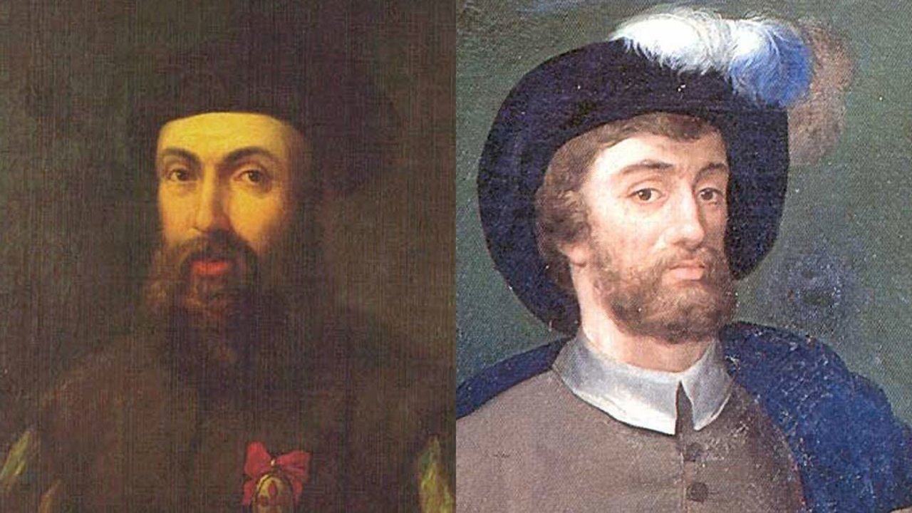 Retratos de Magallanes y Elcano.