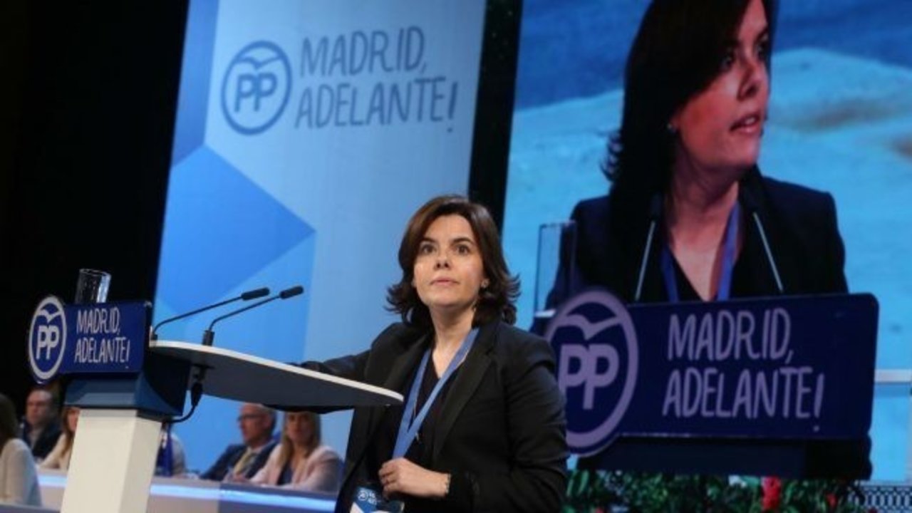 Soraya Sáenz de Santamaría en el congreso del PP de Madrid.