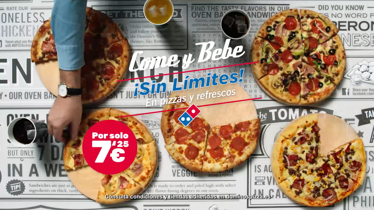 su Posdata pelo Domino's Pizza lanza por segundo año consecutivo su campaña Come y Bebe sin  límites por 7,25€