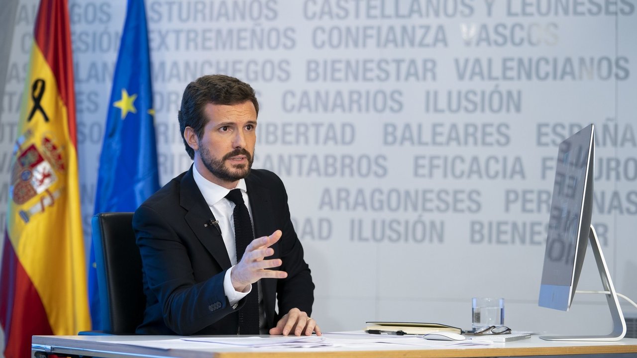 Pablo Casado en rueda de Prensa telemática (foto Partido Popular)