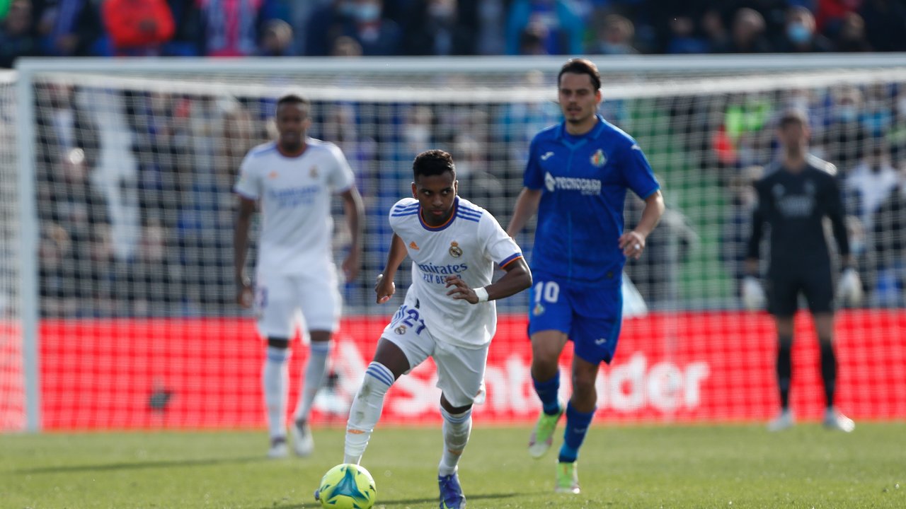 Rodrygo Silva De Goes of Real Madrid in action during the Spanish League, La Liga Santander, football match played between Getafe CF and Real Madrid at Coliseum Alfonso Perez stadium on January 02, 2022, in Getafe, Madrid, Spain.