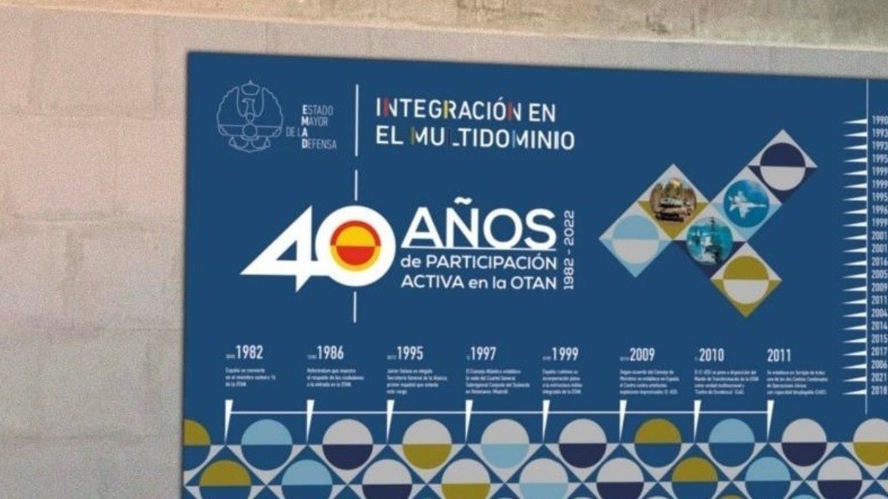 Cartelería de la exposición sobre los 40 años de España en la OTAN.