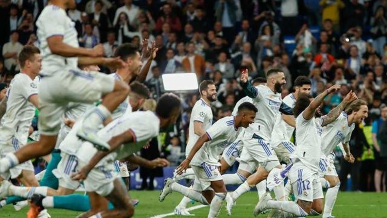 Jugadores del Real Madrid en un partido de Champions.