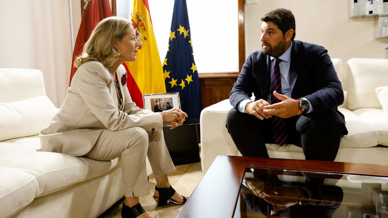 02-09-22 El presidente de la Comunidad, Fernando López Miras ha recibido a la vicepresidenta del Gobierno central y ministra de Asuntos Económicos y Transformación Digital, Nadia Calviño.