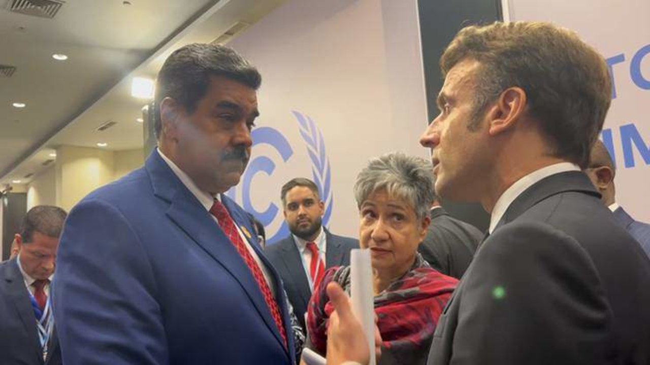 Nicolás Maduro y Emmanuel Macron durante la Cumbre del Clima