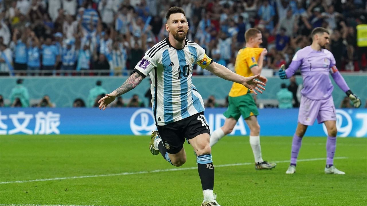 Celebración de Leo Messi tras anotar el primer gol del partido.