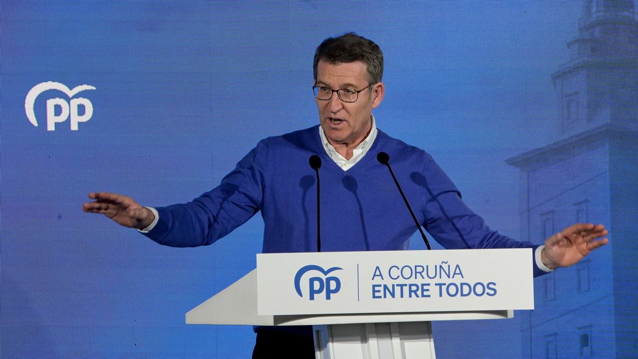El presidente del PP, Alberto Núñez Feijóo, en un acto en A Coruña.