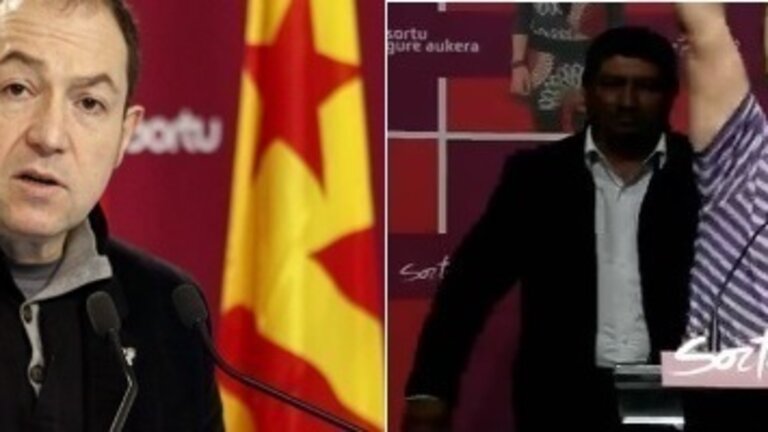 El portavoz de Sortu, Pernando Barrena (izquierda), y el diputado de las CUP, David Fern&aacute;ndez (derecha).