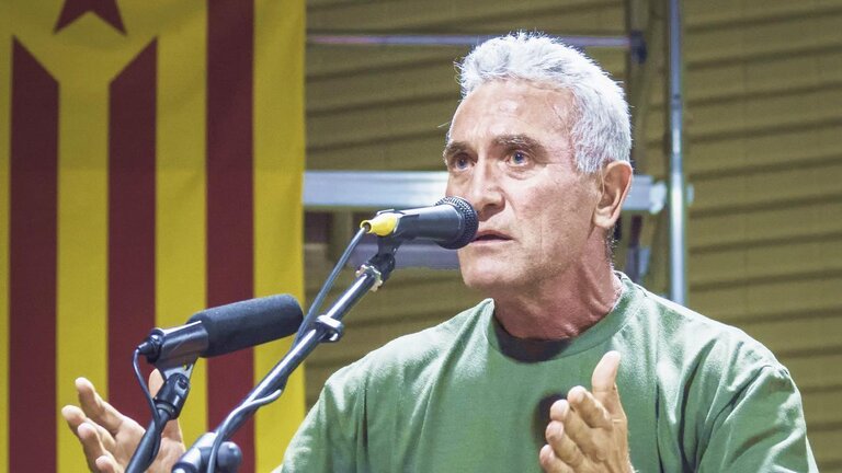 El dirigente del SAT Diego Ca&ntilde;amero, en un acto en Barcelona.