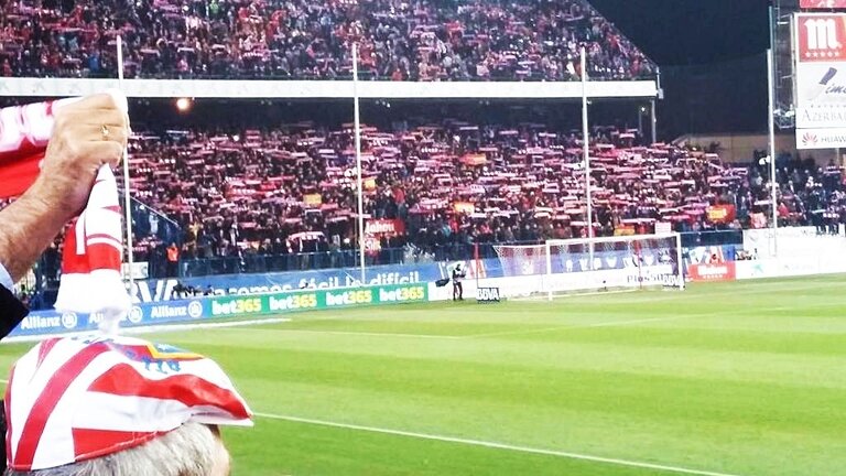 La grada del Frente Atl&eacute;tico en el Calder&oacute;n, durante el partido contra el Real Madrid.