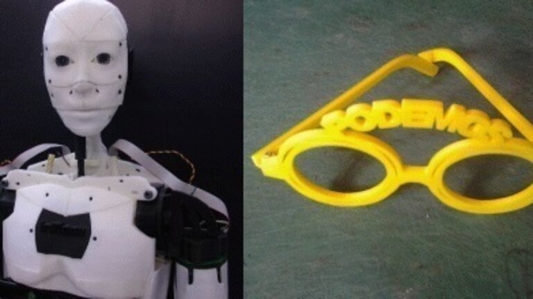 InnMoov y gafas de Podemos para impresi&oacute;n 3D