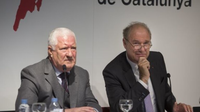 Edgar Haas y Albert Peters en la presentaci&oacute;n del manifiesto en contra de la independencia.