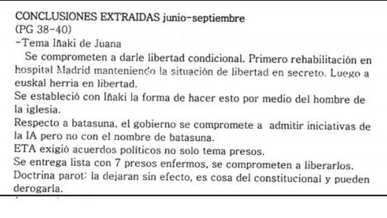 Acta de Thierry con las ofertas de excarcelaci&oacute;n de I&ntilde;aki de Juana y la derogaci&oacute;n de la Parot.