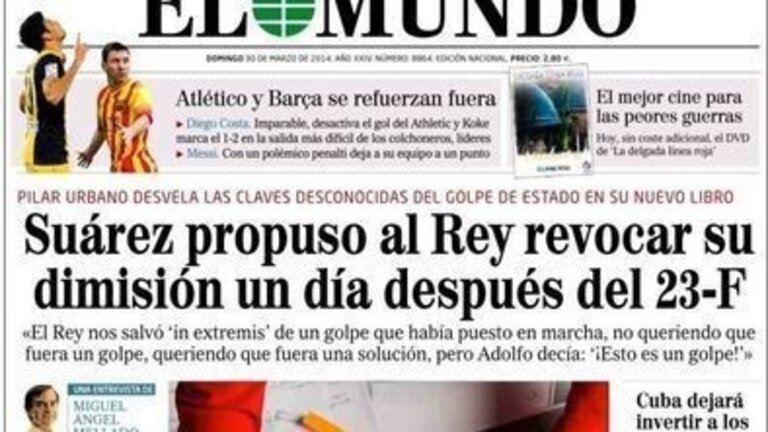 Portada del diario El Mundo del pasado domingo.