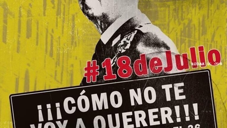 Uno de los carteles pegado por Nudo Patriota en las calles de Madrid.