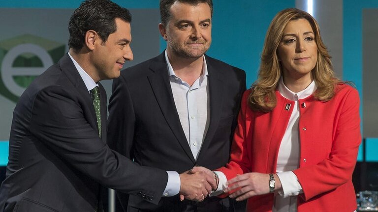 Moreno, Ma&iacute;llo y D&iacute;az, en el debate de TVE.